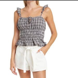 WAYF - Checkered Smocked Waist Top